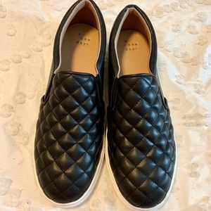 Black Quilted Slip On Shoes